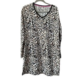 Betsey Johnson Brown Animal Print Lounger Size Medium Soft Knit Leopard‎ Sleep